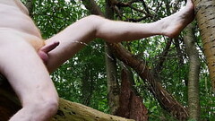 Pissing and Masturbating Naked Outdoors with Cumshot Thumb