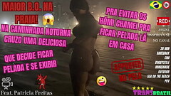 Maior B.O. na praia! Na caminhada noturna cruzo uma deliciosa que decide ficar pelada e se exibir. Pra evitar os h&oacute_mi chamei pra ficar pelada l&aacute_ em casa - Completo no RED Thumb