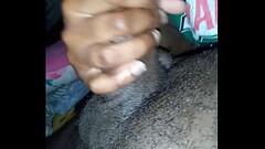 Fingering thick ebony pussy till she squirts while she gives me a hand job until I cum in her mouth Thumb