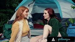 GIRLSWAY - Redhead Lacy Lennon &amp_ Her Sexy Neighbor Have A Hard Secret Affair During A Camping Trip Thumb