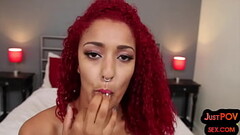 POV pierced n inked redhead sucks n rides while talks dirty Thumb