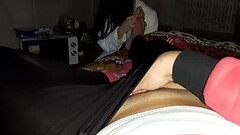 While my girlfriend watches a movie and massages my legs, I masturbate - Fly girls orgasm Thumb