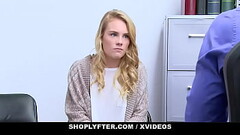 Blonde young stepdaughter Natalie Knight and big tits stepmom Kylie Kingston caught shoplifting and banged by officer Thumb