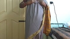 desi  indian tamil telugu kannada malayalam hindi horny cheating wife vanitha wearing grey colour saree  showing big boobs and shaved pussy press hard boobs press nip rubbing pussy masturbation Thumb